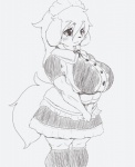 anthro breasts clothing female hair kemono maid_uniform short_hair solo uniform unp canid canine canis domestic_dog mammal monochrome