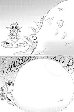 after_vore belly big_belly breasts duo female female_pred huge_belly hyper hyper_belly overweight sitting size_difference smaller_pred text vore blahblah866 nintendo splatoon frye_(splatoon) aquatic cephalopod cohozuna fish inkling king_salmonid mollusk salmonid_(splatoon) 2024 2:3 absurd_res comic hi_res