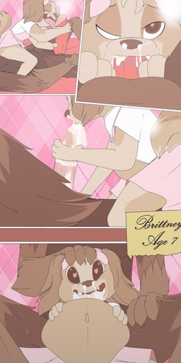 age_difference anthro bad_parenting belly big_belly bodily_fluids bottomwear brown_body clothing cum cum_in_mouth cum_inflation cum_inside duo female genital_fluids genitals hand_on_head handjob heart_eyes heart_symbol inflation loli male oral pattern_background penile photo sex simple_background skirt young young_anthro jaylus_t_meowstic canid canine canis domestic_dog mammal absurd_res comic digital_media_(artwork) hi_res pink_theme