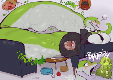 abdominal_bulge accessory angry anthro anthro_pred apode apple big_breasts blush bodily_noises body_outline breast_imprints breast_rest breast_size_difference breasts burp_cloud burping burping_up_glasses burping_up_object businesswear clothing cross-popping_vein death different_sound_effects digestion extended_sound_effect eyewear face_imprint fangs fatal_vore female female/female female_pred female_prey food forked_tongue fruit furniture glasses glurt group hand_imprint huge_breasts iconography imprint internal legless long_tongue looking_pleasured multiple_prey necktie onomatopoeia oral_vore plant rumbling_stomach same_size_vore serpentine shortened_sound_effect skull_and_crossbones sofa solo_focus sound_effect_variant sound_effects suit table teeth text thick_thighs tongue vore vowelless vowelless_sound_effect wide_hips verybatty creamville_high brittany_brochard dakota_davies farah_faheem siberia_simonov afghan_hound bat canid canine canis domestic_dog draconcopode felid hunting_dog leopard mammal naga pantherine reptile scalie sighthound snake snow_leopard digital_media_(artwork)