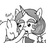 boop clothing duo earth_pony emerald_jewel_(colt_quest) equid equine fan_character female feral ficficponyfic hasbro horn horse joyride_(colt_quest) male mammal monochrome my_little_pony mythological_creature mythological_equine mythology pony ribbons unicorn young young_feral