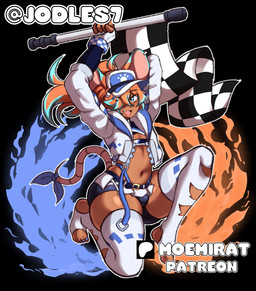 5_fingers 5_toes absolute_territory black_background black_clothing black_shirt black_topwear blue_bottomwear blue_clothing blue_eyes blue_hair blue_nails blue_shorts blue_toenails blue_visor bottomwear checkered checkered_flag cleavage_cutout clothed clothing colored_nails cute_fangs cutout ear_piercing ear_ring fangs feet fingers fire fire_background flag flag_(object) footwear hair holding_flag holding_object humanoid_feet humanoid_hands jacket kneeling legwear looking_at_viewer male nails on_one_knee open_clothing open_jacket open_mouth open_topwear orange_hair piercing pink_inner_ear plantigrade pose ring_piercing shirt shorts simple_background smile socks solo tan_body tan_skin teeth thigh_highs thigh_socks toenails toes topwear visor white_clothing white_footwear white_jacket white_socks white_topwear jodles animal_humanoid humanoid mammal mammal_humanoid murid murid_humanoid murine murine_humanoid rat_humanoid rodent rodent_humanoid absurd_res alternate_version_at_paywall hi_res