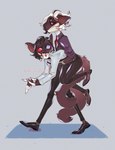 anthro clothed clothing duo female fur hair heterochromia male bardju domestic_cat felid feline felis mammal 2021 digital_media_(artwork) hi_res