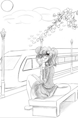 cherry_blossom clothed clothing female flower plant prunus_(flower) solo tail train train_station vehicle george_kp cavemanon_studios i_wani_hug_that_gator lunara_(iwhtg) bambiraptor dinosaur dromaeosaurid prehistoric_species reptile saurischian scalie theropod absurd_res hi_res tagme