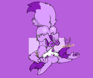 anthro anus breasts dancer_outfit female fur genitals nude pawpads paws purple_body purple_eyes purple_fur purple_pawpads purple_vulva solo vulva braixian hayden_fencfoxo nintendo pokemon braixen fennekin generation_6_pokemon hybrid pokemon_(species) hi_res