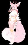 anthro antlers barefoot big_breasts branch branch_horn breasts brown_antlers clothed clothing countershading feet female fur gold_(metal) gold_accessory gold_jewelry hair horn inner_ear_fluff jewelry long_hair navel partially_clothed pink_body pink_ears pink_eyes pink_fur pink_hair pink_nose pink_tail plant plant_horn pseudo_horn solo standing tail tuft two_tone_tail white_body white_breasts white_countershading white_fur white_inner_ear_fluff tametama mammal species_request 2021 alpha_channel digital_drawing_(artwork) digital_media_(artwork) full-length_portrait hi_res portrait