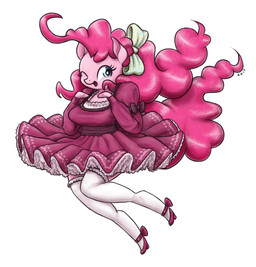 accessory alternative_fashion anthro anthrofied blue_eyes bow_ribbon breasts classic_lolita clothing dress female footwear fur hair hair_accessory hair_bow hair_ribbon high_heels hoof_hands j-fashion jumping legwear lolita_(fashion) long_hair one_eye_closed pink_body pink_clothing pink_dress pink_footwear pink_fur pink_hair pink_high_heels pink_tail ribbons shoes simple_background solo stockings tail thigh_highs white_background white_clothing white_legwear white_stockings white_thigh_highs wink king-kakapo friendship_is_magic hasbro my_little_pony pinkie_pie_(mlp) equid equine horse mammal pony 2017 hi_res