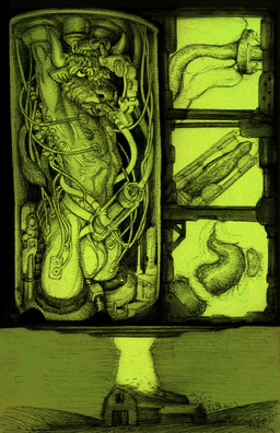 alien_abduction anal anal_penetration animal_genitalia animal_penis anthro balls bdsm black_and_green bodily_fluids bondage bound bovine_genitalia bovine_penis containment_tube cum cum_circulation cum_in_self cum_inside cum_tube electronics forced forced_orgasm gag gagged genital_fluids genitals horn internal internal_anal internal_oral kidnapping laboratory machine male milking_machine orgasm penetration penile penis penis_milking penis_milking_machine prostate_milking prostate_stimulation science_fiction solo tentacle_in_ass tentacle_penetration tentacles tube momamo bovid bovine cattle mammal 2025 absurd_res hi_res monochrome traditional_media_(artwork)