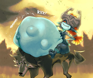 anthro belly big_belly black_body black_ears black_nose black_skin blue_body blue_eyes blue_markings blue_skin breasts cloud duo female fetal_movement fused_shadow grey_body grey_ears grey_helmet grey_tail hair hand_on_face hand_on_hip hand_on_own_face hand_on_own_hip huge_belly humanoid_pointy_ears hyper hyper_belly hyper_pregnancy male markings motion_lines multicolored_body navel orange_hair outie_navel outside plant pointy_ears pregnant pregnant_female pregnant_humanoid red_eyes shortstack shortstack_female sitting sitting_on_another sky small_breasts smug snaggle_tooth tail teeth thick_thighs three-quarter_view tree two_tone_body yellow_sclera yellow_sky hellbrain nintendo the_legend_of_zelda twilight_princess link_(wolf_form) midna canid canine canis humanoid imp mammal twili wolf 2026 colored digital_media_(artwork) hi_res shaded
