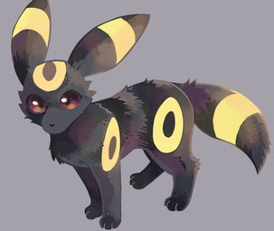 3_toes ambiguous_gender back_tuft big_ears big_tail black_body black_fur black_nose cheek_tuft chest_tuft countershade_fur countershading digitigrade facial_tuft feet feral fur glistening glistening_eyes grey_background head_markings leg_tuft looking_at_viewer markings mouthless quadruped red_eyes red_sclera ring_(marking) simple_background small_nose snout solo standing striped_ears striped_markings striped_tail stripes tail tail_aside tail_markings tail_tuft toes tuft yellow_body yellow_fur yellow_markings yellow_stripes teppuko nintendo pokemon eeveelution generation_2_pokemon pokemon_(species) umbreon 2024 digital_drawing_(artwork) digital_media_(artwork) hi_res shaded
