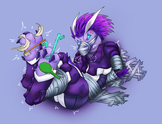 4_toes angry anthro arm_feathers arm_tuft armor arms_tied bdsm blue_eyes bondage bound brush claws clothed clothed_anthro clothed_male clothing covered_mouth cross-popping_vein dewclaw digitigrade duct_tape feather_hair feathered_crest feathers feet foot_fetish gag hairbrush hands_behind_back head_crest legs_tied legs_together looking_at_viewer loose_feather male male_anthro muzzle_(object) muzzled pipe_cleaner pseudo_hair restrained_by_tape solo tape tape_bondage tape_gag tape_muzzle taped_arms taped_legs taped_mouth tickle_fetish tickle_torture tickling toe_claws toes toothbrush tuft pictiverpa halo_(series) microsoft xbox_game_studios alien avian kig-yar scalie t'vaoan colored hi_res