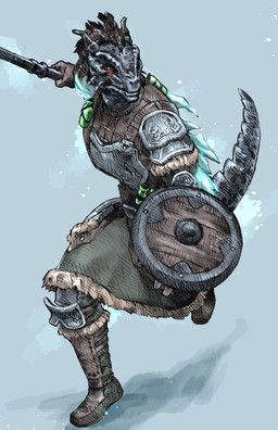anthro green_eyes shield tail tomato_(artist) bethesda_game_studios microsoft the_elder_scrolls the_elder_scrolls_online sharp-as-night argonian lizard reptile scalie