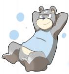 3_toes anthro bandage barefoot biped bottomless clothed clothing featureless_crotch feet fur hindpaw male paws shirt simple_background slightly_chubby smile soles solo tank_top toes topwear tekimi animal_crossing nintendo curt_(animal_crossing) american_black_bear bear black_bear mammal ursine