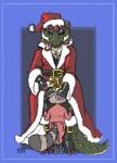 4ofswords age_difference alexis_s._gator alligator alligatorid ambiguous_gender anthro christmas clothed clothing crocodilian crossdressing duo female holidays larger_female male male/female mammal older_female procyonid raccoon reptile scalie size_difference smaller_male younger_male zach_coon