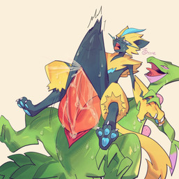 abdominal_bulge ahegao anthro arm_grab big_penis blue_pawpads bodily_fluids claws duo erection feet female fur genital_fluids genitals green_body green_skin huge_penis hyper hyper_genitalia hyper_penis looking_pleasured male male/female open_mouth pawpads paws penetration penile penis sex simple_background sweat tail teeth toes tongue tongue_out vulva yellow_body yellow_fur honeydewt1me nintendo pokemon ryu_the_sceptile generation_3_pokemon generation_7_pokemon legendary_pokemon mammal pokemon_(species) scalie sceptile zeraora digital_media_(artwork) hi_res