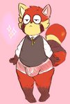 3_toes 4_fingers bottomless bulge clothed clothing eyewear feet fingers glasses male necktie raised_tail solo tail toes topwear topwear_only underwear rebouwu barry_(rebouwu) ailurid humanoid mammal procyonid red_panda