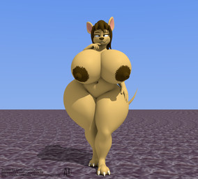 anthro big_breasts blue_sky breasts brown_hair female floor fur hair hand_on_leg huge_breasts huge_hips huge_thighs looking_at_viewer mature_anthro mature_female sky smile smiling_at_viewer solo tan_body tan_fur thick_thighs tile tile_floor watermarked_at_source wide_hips getboingedmydude marge_(getboingedmydude) kangaroo macropod mammal marsupial 3d_(artwork) digital_media_(artwork) watermark