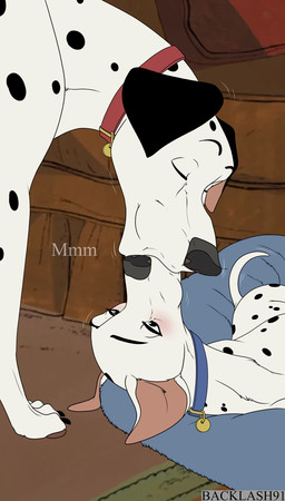 blush collar duo eyes_closed female female_feral feral inside kissing lying male male/female on_back toony backlash91 conditional_dnp 101_dalmatians disney perdita pongo canid canine canis dalmatian domestic_dog mammal 2023 absurd_res hi_res