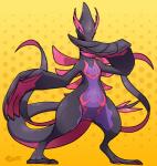 female feral looking_at_viewer pose semi-anthro simple_background smile solo tail wings yellow_background blitzdrachin conditional_dnp fakemon nintendo pokemon fan_character ziva_(tartii) generation_2_pokemon generation_7_pokemon hybrid legendary_pokemon lugia pokemon_(species) reptile salazzle scalie 2019