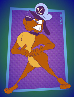 3_toes 4_fingers abstract_background angry anthro arm_tuft athletic athletic_anthro athletic_male belly big_butt biped black_collar black_ears black_eyes black_nose bone_symbol brown_body brown_fur butt chest_tuft chin_tuft clenched_teeth clothing collar curvy_figure elbow_tuft facial_tuft feet fingers floppy_ears fluffy fluffy_chest fur glance hat headgear headwear humanoid_hands humanoid_heel lines_drawn male multicolored_body multicolored_fur nude paws pecs plantigrade pose puffed_out_chest raised_heel raised_tail scut_tail short_tail small_tail small_waist solo standing standing_on_toes tail teeth tiptoes toes toony tuft two_tone_body two_tone_fur wasp_waist whisker_spots white_sclera wide_hips yellow_belly yellow_body yellow_chest yellow_fur gavanzude dic_entertainment heathcliff_and_the_catillac_cats leroy_(catillac_cats) canid canine canis domestic_dog mammal 2026 alternate_version_at_paywall colored digital_drawing_(artwork) digital_media_(artwork) flat_colors hi_res pinup signature
