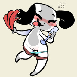 anthro blush clothed clothing drunk female genitals innie_vulva panties panties_down partially_clothed shortstack solo substance_intoxication tongue tongue_out underwear underwear_down vulva itsunknownanon nintendo nintendo_switch switch_dog canid canine mammal 1:1