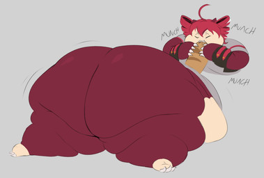 anthro belly big_belly big_butt bottom_heavy butt butt_focus claws eating female huge_belly huge_butt morbidly_obese morbidly_obese_anthro morbidly_obese_female obese obese_anthro obese_female overweight overweight_anthro overweight_female red_body solo unclephuncle nintendo pokemon utau kasane_teto generation_1_pokemon mammal pokemon_(species) snorlax hi_res