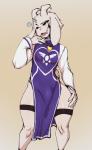 anthro asriel_dreemurr_(god_form) avante92 boss_monster_(undertale) bovid caprine clothed clothing digital_media_(artwork) femboy fur gown hand_on_leg hand_on_thigh hi_res jewelry looking_at_viewer male mammal necklace open_mouth pelvic_curtain robe simple_background solo thick_thighs undertale undertale_(series) white_body white_fur