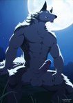 abs anthro balls biceps erection fur genitals glans male moon muscular muscular_anthro muscular_male night nipples nude pecs penis solo aledonrex canid canine canis mammal wolf 2024 hi_res