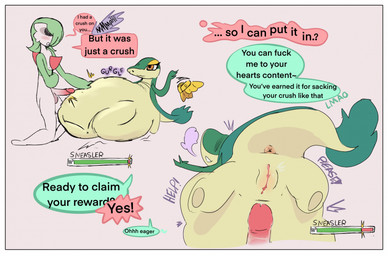 angry anthro begging belly_on_ground bound dialogue digestion digestion_sequence dominant dominant_female dying erection eyeshadow fatal_vore female forced fur gameplay_mechanics genitals gui health_bar implied_permanent makeup nervous nude open_mouth oral_vore presenting presenting_vulva profanity simple_background size_difference smaller_pred speech_bubble submissive text timid trapped unwilling_prey vore vulva globaldonut34 nintendo pokemon abashi_(globaldonut34) eira_(globaldonut34) gardevoir generation_3_pokemon generation_5_pokemon generation_8_pokemon pokemon_(species) snivy comic digital_media_(artwork) english_text hi_res
