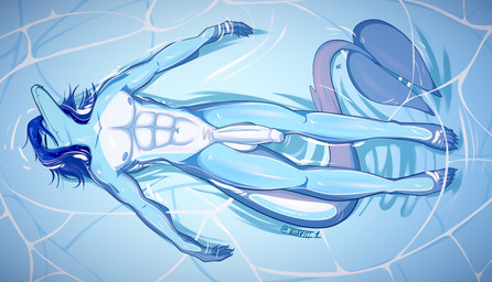 5_fingers 5_toes abs anthro athletic athletic_anthro athletic_male balls big_balls big_penis blue_body blue_hair blue_scales claws eyes_closed feet fin finger_claws fingers flaccid foreskin genitals glistening glistening_abs glistening_arms glistening_body glistening_legs glistening_pecs glistening_scales glistening_tail glistening_thighs hair huge_balls huge_penis long_hair long_penis long_snout long_tail male nipples nude nude_anthro nude_male partially_submerged pecs penis pubes scales skinny_dipping snout solo swimming tail tail_fin tasteful_nudity text thick_thighs toe_claws toes water wet wet_arms wet_body wet_hair wet_legs wet_scales white_body white_scales seven_(artist) goodbye_volcano_high ko_op_(game_developer) leo_(gvh) aquatic liopleurodon plesiosaur pliosaur prehistoric_species reptile scalie 2026 absurd_res artist_name digital_drawing_(artwork) digital_media_(artwork) hi_res signature