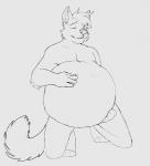 abdominal_bulge anthro belly belly_jiggle big_belly burping fur hand_on_belly huge_belly hyper hyper_belly jiggling kneeling licking licking_lips male self_lick simple_background smile teeth tongue tongue_out vore zyyphelze leo_(thetwfz) canid canine canis mammal wolf 2017 2d_animation animated frame_by_frame monochrome short_playtime