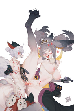 animal_genitalia anthro anthro_on_anthro anthro_penetrated anthro_penetrating anthro_penetrating_anthro anus areola balls biped bodily_fluids breasts butt claws clothed clothed_anthro clothed_female clothed_male clothing cum cum_in_vagina cum_inside duo feet female female_penetrated fingers genital_fluids genitals hair male male/female male_penetrating male_penetrating_female navel nipples penetration penis sex sheath smile toes vulva mzhh canid canine fox lagomorph leporid mammal rabbit 2026 absurd_res digital_drawing_(artwork) digital_media_(artwork) hi_res