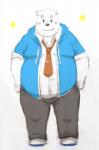 anthro blush bottomwear clothing hoodie male necktie overweight overweight_anthro overweight_male pants shirt simple_background solo topwear white_background maron2475 utau shirane_kan bear mammal polar_bear ursine 2018 hi_res