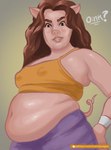 anthro belly_overhang clothed clothing female nipple_outline oink overweight snout solo transformation weight_gain loinsavage domestic_pig mammal suid suina sus_(pig) hi_res