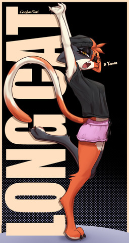 anthro barefoot biped black_eyeshadow bottomwear breasts claws clothed clothing digitigrade eyeshadow feet female fully_clothed fur lockscreen long_tail makeup medium_breasts multicolored_body multicolored_fur on_one_leg open_mouth orange_body orange_fur pawpads paws pink_pawpads pose shirt shorts side_view slim solo standing stretching t-shirt tail toe_claws toes topwear yawn carbonfloof epic_games fortnite meow_skulls calico_cat domestic_cat felid feline felis mammal absurd_res full-length_portrait hi_res meme pinup portrait
