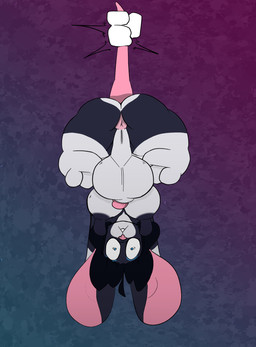 anthro anus areola balls bangs big_balls big_nipples black_hair blue_eyes blue_eyeshadow butt eyeshadow fur genitals grey_body grey_fur gynomorph hair hanging_by_tail hanging_upside_down intersex long_nipples makeup mouse_ears nipples nubbed_penis paws penis pink_nose pink_penis pink_tail saggy_balls short_stack solo surprised_expression tail upside_down white_balls white_body white_fur wide_eyed skullfvckerz nimmy_lilith_(lilithdog) nimmy hi_res