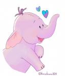 black_eyes heart_symbol male open_mouth open_smile plushie purple_body simple_background smile solo white_background kurokuma824 disney winnie_the_pooh_(franchise) lumpy_(winnie_the_pooh) animate_inanimate elephantid heffalump living_plushie mammal proboscidean 2019