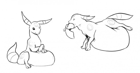 belly big_belly duo feral oral_vore overweight simple_background vore white_background saphiros nintendo pokemon eeveelution generation_2_pokemon pokemon_(species) umbreon 2015 monochrome