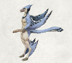 anthro balls beak blue_body blue_feathers erection feathered_wings feathers foreskin genitals head_tuft humanoid_genitalia humanoid_penis leg_markings male markings navel nude open_mouth penis simple_background socks_(marking) solo standing tail teeth tuft unsigned vein veiny_penis winged_arms wings upai avian dinosaur dromaeosaurid feathered_dinosaur feathered_scalie microraptor prehistoric_species reptile saurischian scalie theropod full-length_portrait hi_res portrait