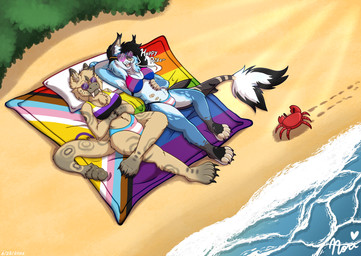 anthro beach bikini bisexual_pride_colors breasts bulge clothing duo gynomorph intersex lgbt_pride living_tail pride_color_clothing pride_colors rattle_(anatomy) shark_hybrid shore snake_tail sunbathing swimwear tail transgender_pride_colors two-piece_swimsuit unusual_anatomy unusual_tail noriquatic fallout lgbt_pride_month microsoft exodus_(mossyraptor) nori_(noriquatic) arthropod canada_lynx crab crustacean decapod felid feline lynx malacostracan mammal night_stalker_(fallout) reptile scalie snake absurd_res hi_res trans_(lore)