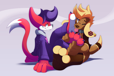 anthro claw_polish claws clothing countershade_feet countershading duo feet foot_fetish foot_lick foot_on_chest foot_on_face foot_play foot_rub full_foot_pawpads jumpsuit licking male male/male on_ground pawpads paws smug_face smug_grin soles teasing teasing_with_feet toe_claws toes tongue emiridian nintendo pokemon archie_otterdog stormer_swiftpaws_(character) buizel canid canine canis domestic_dog generation_4_pokemon hybrid mammal mustelid musteline otter pokemon_(species) true_musteline weasel absurd_res hi_res