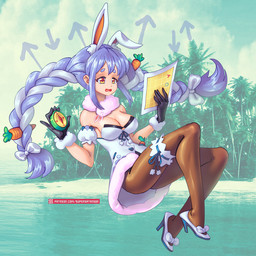 blue_hair braided_hair breasts carrot cleavage clothed clothing compass confusion dress female food hair island map orange_eyes pigtails plant solo twin_braids vegetable supersatanson hololive vtuber youtube usada_pekora animal_humanoid humanoid lagomorph lagomorph_humanoid leporid leporid_humanoid mammal mammal_humanoid rabbit rabbit_humanoid 1:1