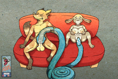 anthro balls big_breasts bisexual bodily_fluids breasts ears_down fellatio female fur furniture genitals gradient_background grey_body grey_fur group group_sex male male/female male/male nipples nude oral orange_body orange_fur penetration penile pivoted_ears sex showing_teeth simple_background sitting smile sofa sofa_sex spread_legs spreading squeezing tail tail_fetish tail_insertion tail_play threesome trio ajicitoart disney zootopia gary_de'snake judy_hopps nick_wilde reptile scalie snake 3:2 hi_res