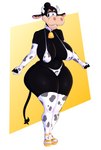 anthro big_breasts bra breasts clothing collar female footwear handwear high_heels huge_breasts jewelry legwear panties shoes solo stockings thick_thighs underwear boolishclara disney clarabelle_cow bovid bovine cattle mammal hi_res