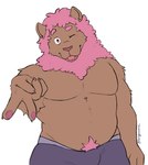 anthro belly blep blue_boxer_briefs blue_clothing blue_underwear boxer_briefs brown_body brown_fur bulge claws closed_smile clothing eyebrows finger_claws fingers front_view fur gesture hand_gesture looking_back male mane mouth_closed multicolored_body multicolored_fur musclegut muscular muscular_anthro muscular_male one_eye_closed overweight overweight_anthro overweight_male pecs pink_body pink_fur pink_nose pink_tongue pubes simple_background smile snout solo standing tongue tongue_out two_tone_body two_tone_fur underwear v_sign white_background tangkookie felid lion mammal pantherine 2024 digital_media_(artwork) flat_colors half-length_portrait hi_res portrait signature