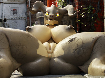 anthro anus big_breasts big_butt breasts brown_body butt curvy_figure detailed_background fangs female genitals horn humanoid_genitalia humanoid_vulva looking_at_viewer nipple_piercing nipples non-mammal_breasts nude open_mouth piercing scales sharp_teeth solo spread_legs spreading tail teeth text thick_thighs voluptuous voluptuous_anthro voluptuous_female vulva yellow_eyes darkflash23 fallout microsoft deathclaw_(xaz3d) deathclaw scalie 2023 3d_(artwork) artist_name digital_media_(artwork) hi_res source_filmmaker_(artwork) watermark