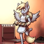 anthro appliance bakeware baking baking_tray blonde_hair clothing cooking cookware derp_eyes dress feathered_wings feathers female food grey_body hair kitchen_appliance kitchen_utensils muffin open_mouth oven pan smile solo tools trash_can wings ohemo friendship_is_magic hasbro my_little_pony mythology derpy_hooves_(mlp) equid equine horse mammal mythological_creature mythological_equine pegasus pony 1:1 hi_res