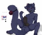 animal_genitalia animal_penis anthro canine_genitalia canine_penis genitals knot male navel nipples penis red_eyes solo hexxy felid mammal 2016