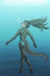 anthro backless_clothing backless_swimsuit bare_back black_nose breasts brown_eyes brown_hair butt clothed clothing eyelashes female hair long_hair one-piece_swimsuit open-back_swimsuit side_boob solo sport_swimsuit swimming swimwear underwater water anonymous_artist nat_(mykegreywolf) mammal mustelid otter 2018 2:3 digital_media_(artwork) hi_res