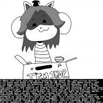 :3 ambiguous_gender clothing hat headgear headwear humor looking_at_viewer profanity simple_background solo square_academic_cap text white_background unknown_artist undertale undertale_(series) temmie_(undertale) tem 1:1 2015 english_text monochrome reaction_image